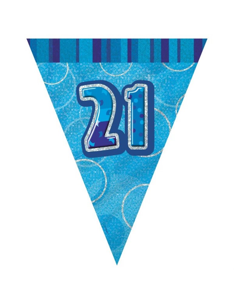 BLUE GLITZ 21 FLAG BANNER 9FT