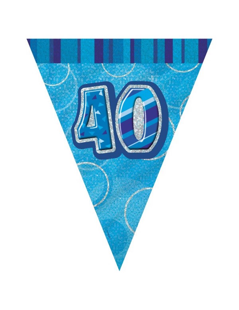 BLUE GLITZ 40 FLAG BANNER 9FT