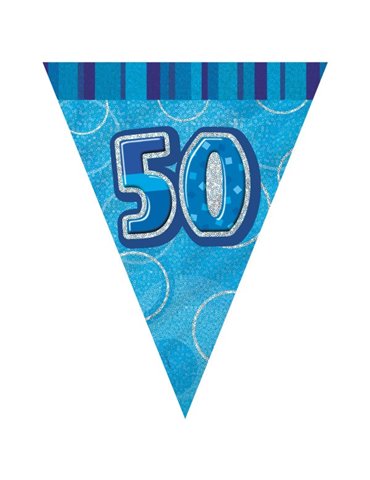 BLUE GLITZ 50 FLAG BANNER-9FT