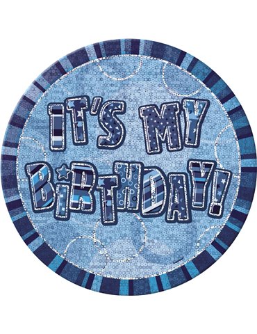 BLUE GLITZ 6'' BADGE- BIRTHDAY