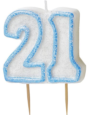 GLITZ BLUE NUMERAL CANDLE-21