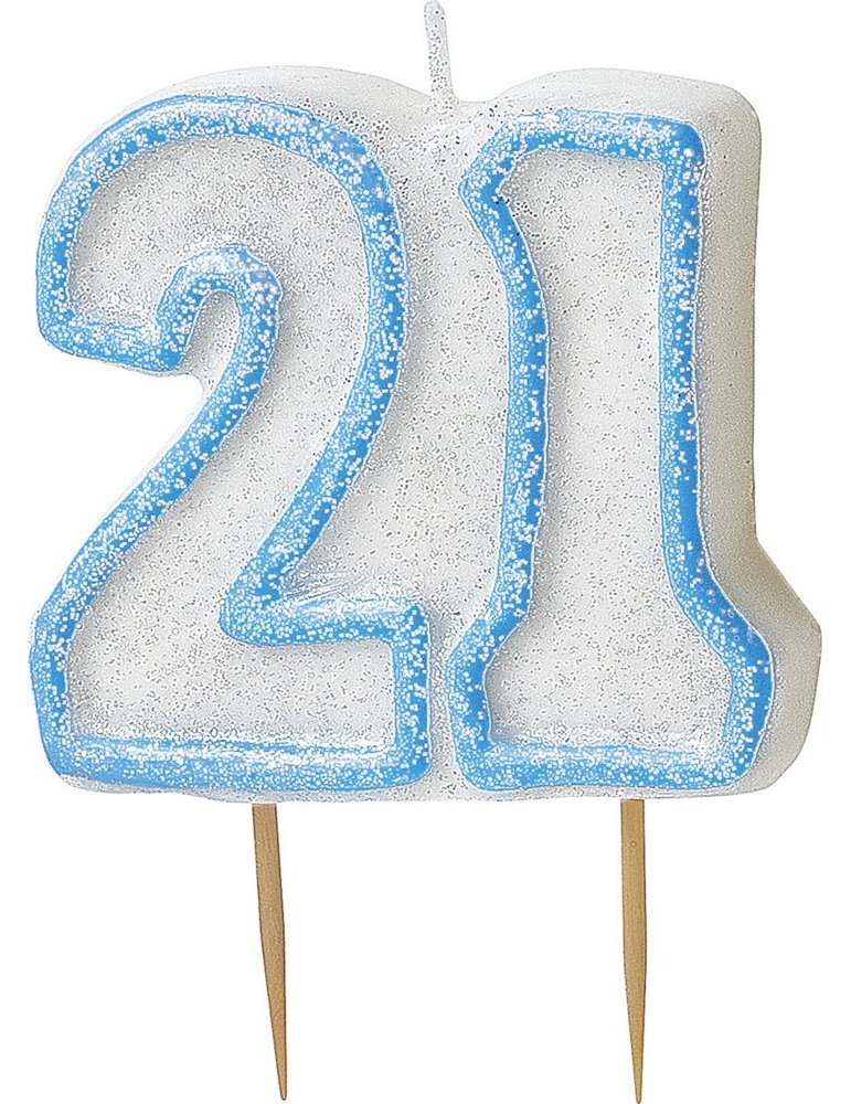 GLITZ BLUE NUMERAL CANDLE-21