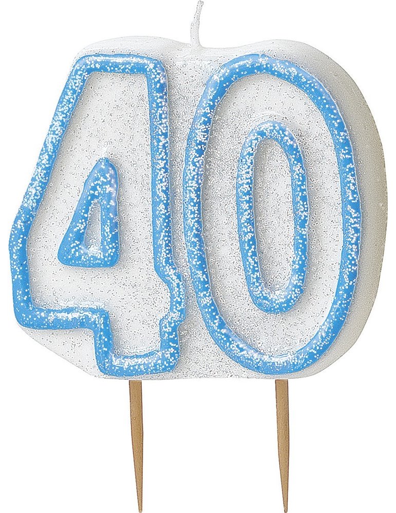 GLITZ BLUE NUMERAL CANDLE-40