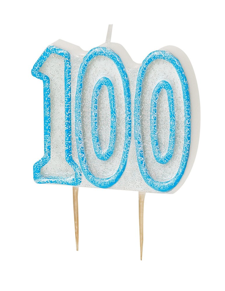 GLITZ BLUE NUMERAL CANDLE-100