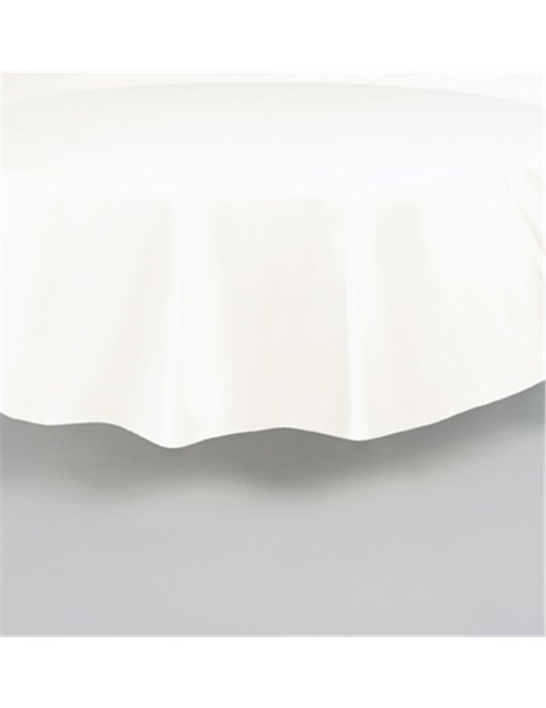 WHITE ROUND TABLECOVER 84 DIA