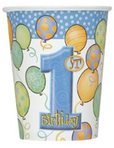 8 FIRST BIRTHDAY BLUE 9 OZ CUPS