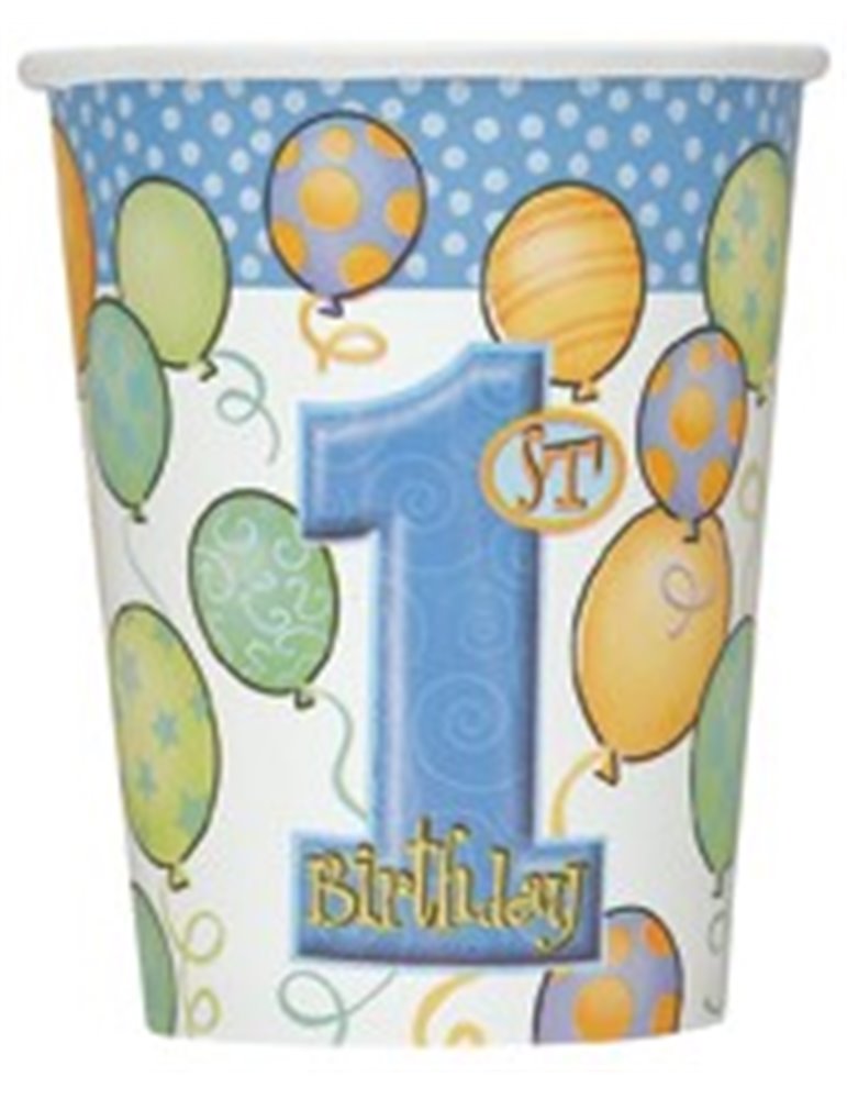 8 FIRST BIRTHDAY BLUE 9 OZ CUPS