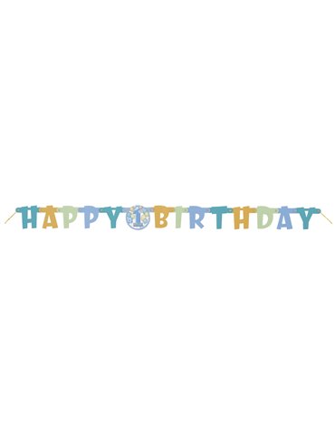 FIRST BIRTHDAY BLUE JOINTED BANNER