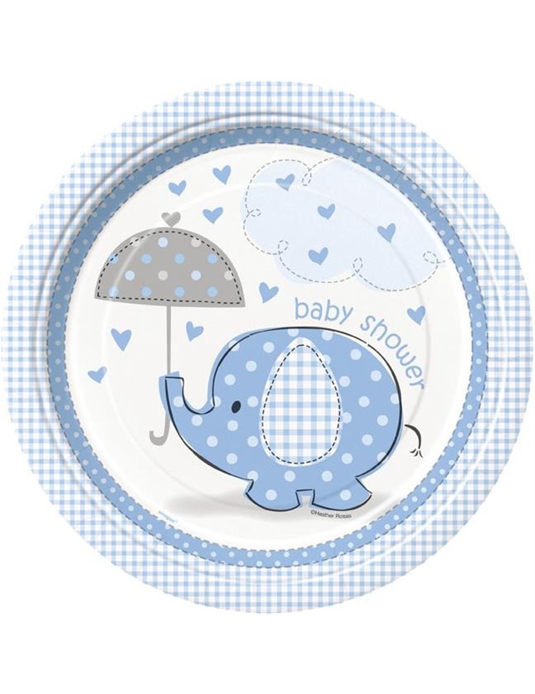 8 UMBRELLAPHANTS BLUE 9" PLATES