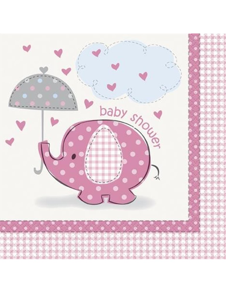 16 UMBRELLAPHANTS PINK LUNCH NAPKINS