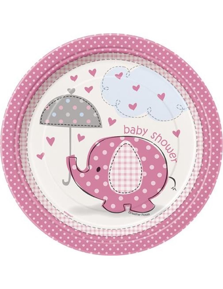 8 UMBRELLAPHANTS PINK 7" PLATES