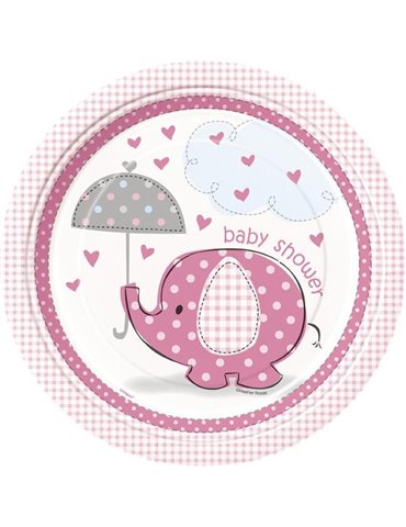 8 UMBRELLAPHANTS PINK 9" PLATES