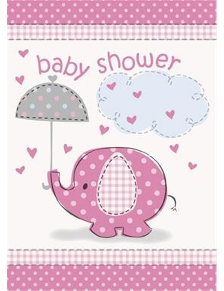 8 UMBRELLAPHANTS PINK INVITES